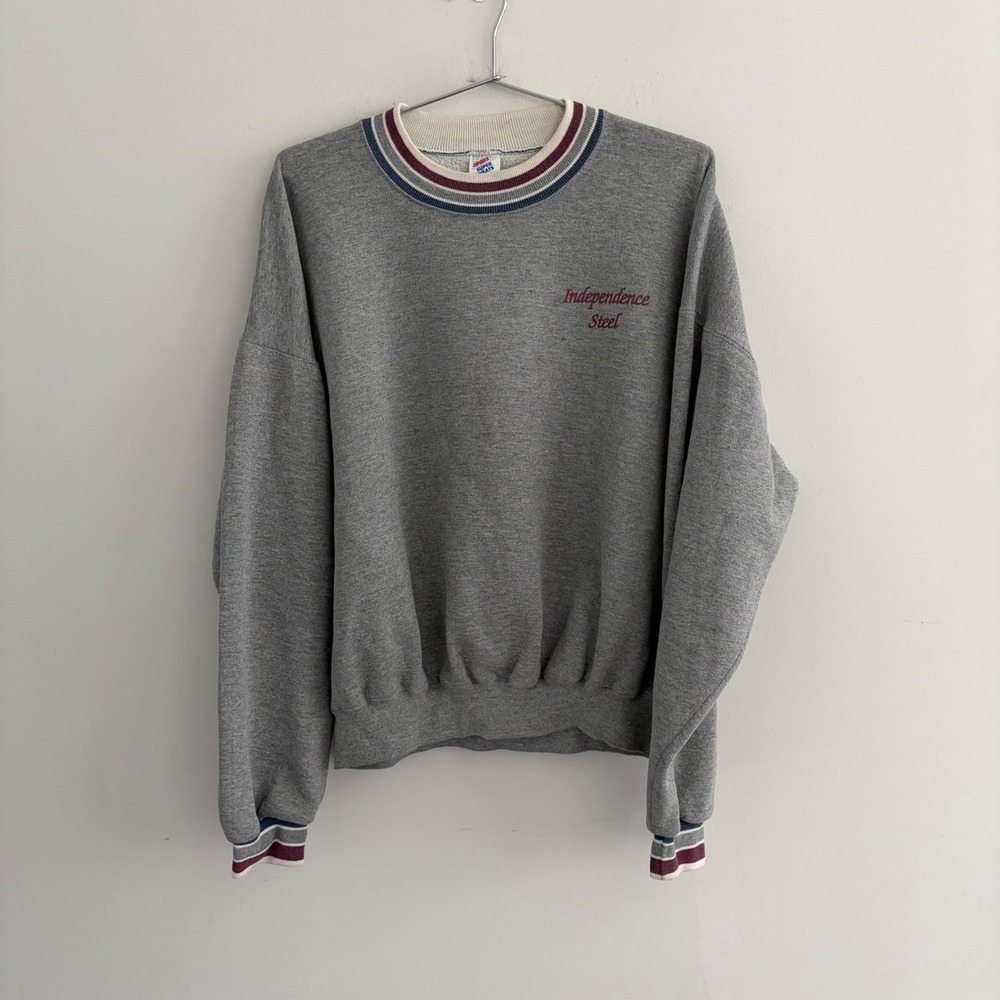 Vintage Jerzees Super Sweats Independence Steel Grey Sweatshirt 2X Made in USA